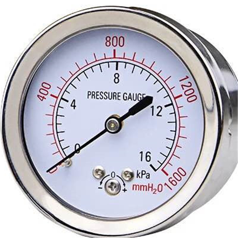 轴向膜盒压力表ye60z 带调零不锈钢微压表10kpa 25kpa真空千帕表