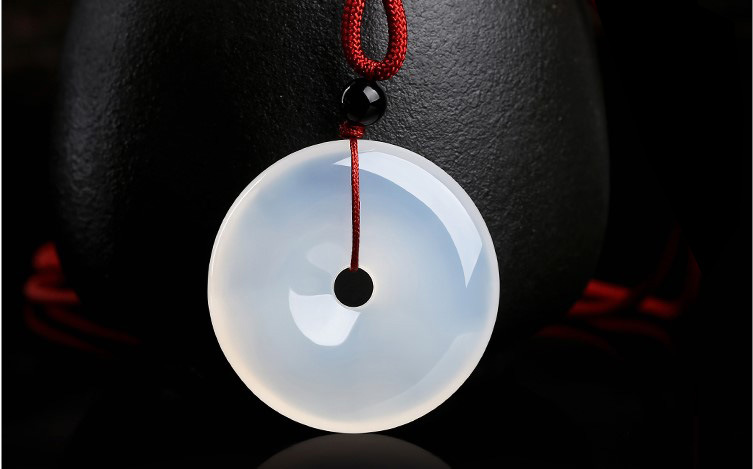 a货高冰种白玉髓平安扣吊坠玛瑙玉扣挂件玉石玉器圆扣直播货批发