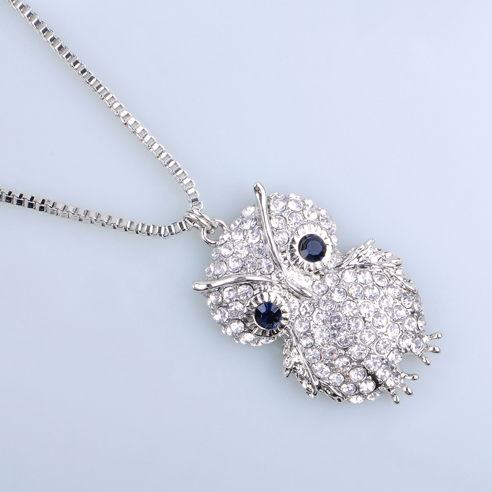 2018新款项饰 时尚韩版猫头鹰水钻长款项链毛衣链女 百搭配饰