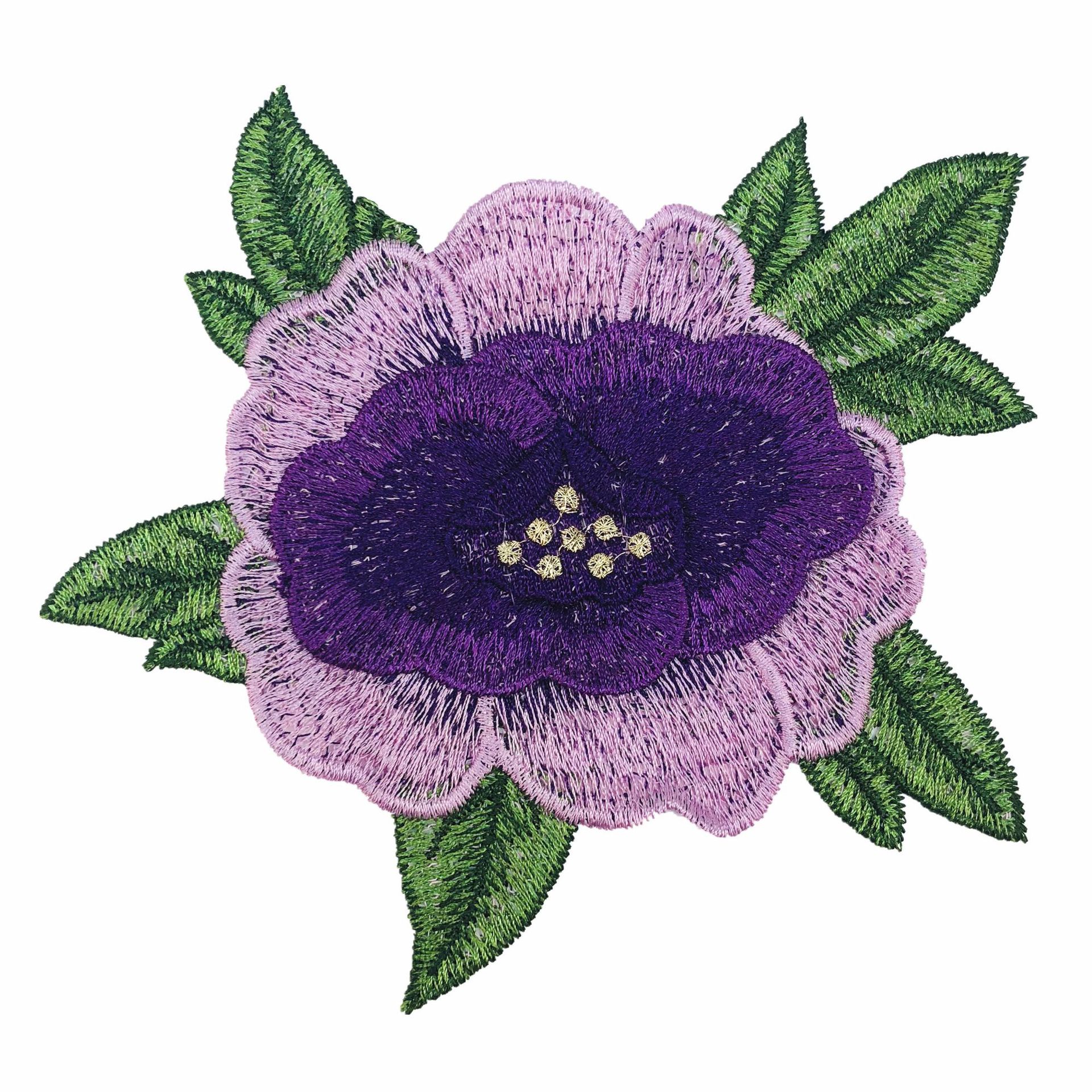 水溶花边立体五叶彩色梅花刺绣电脑绣花图案diy补丁布贴服装辅料