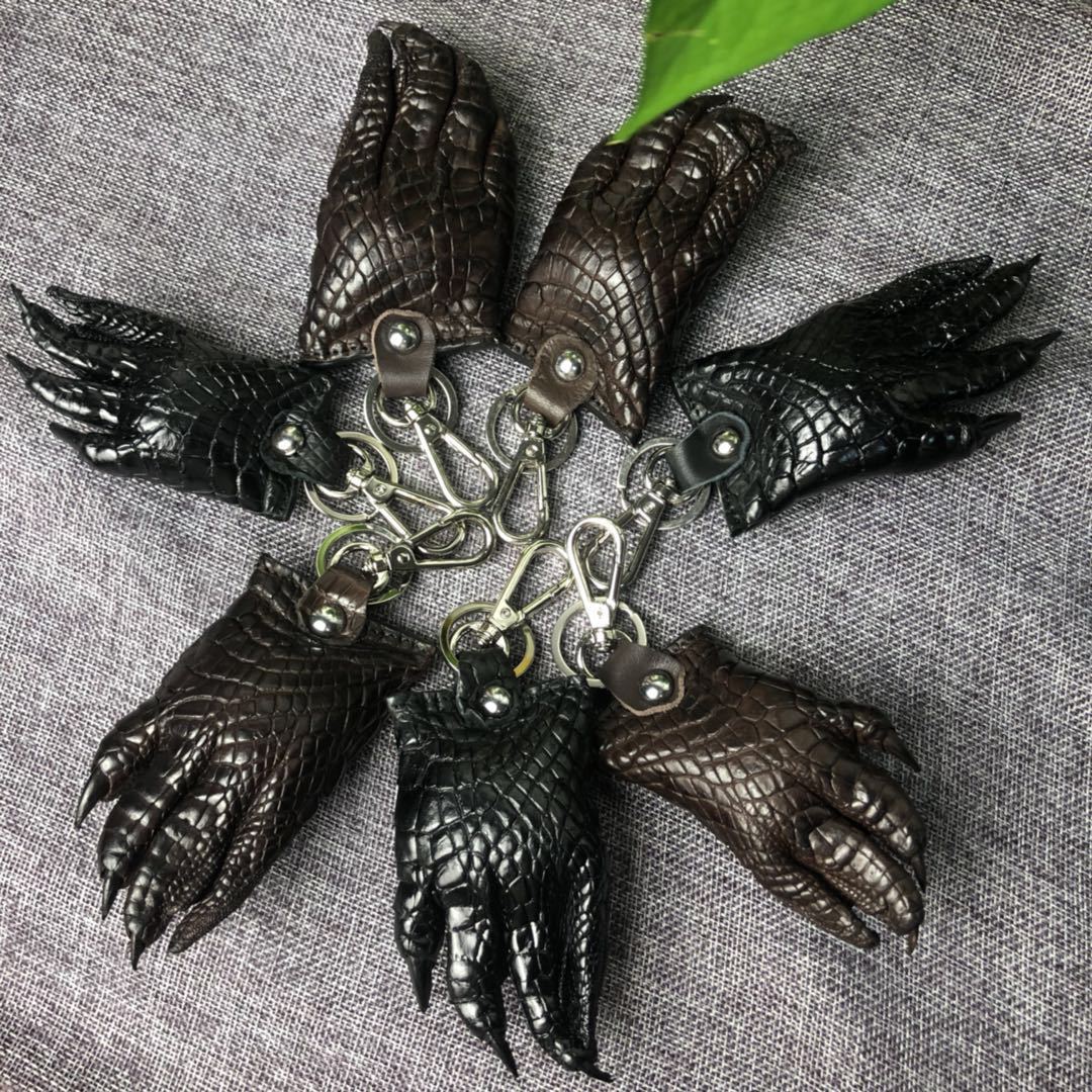 鳄鱼皮爪子钥匙扣 鳄鱼抓子礼品挂件扣男士汽车个性高档
