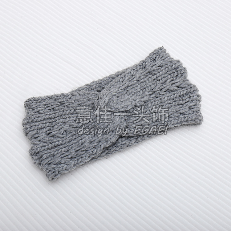 Factory Direct Sales New Ice Island Wool Front Cross Women's Knitted Hair Band Wool Hair Band Autumn and Winter Warm Headband