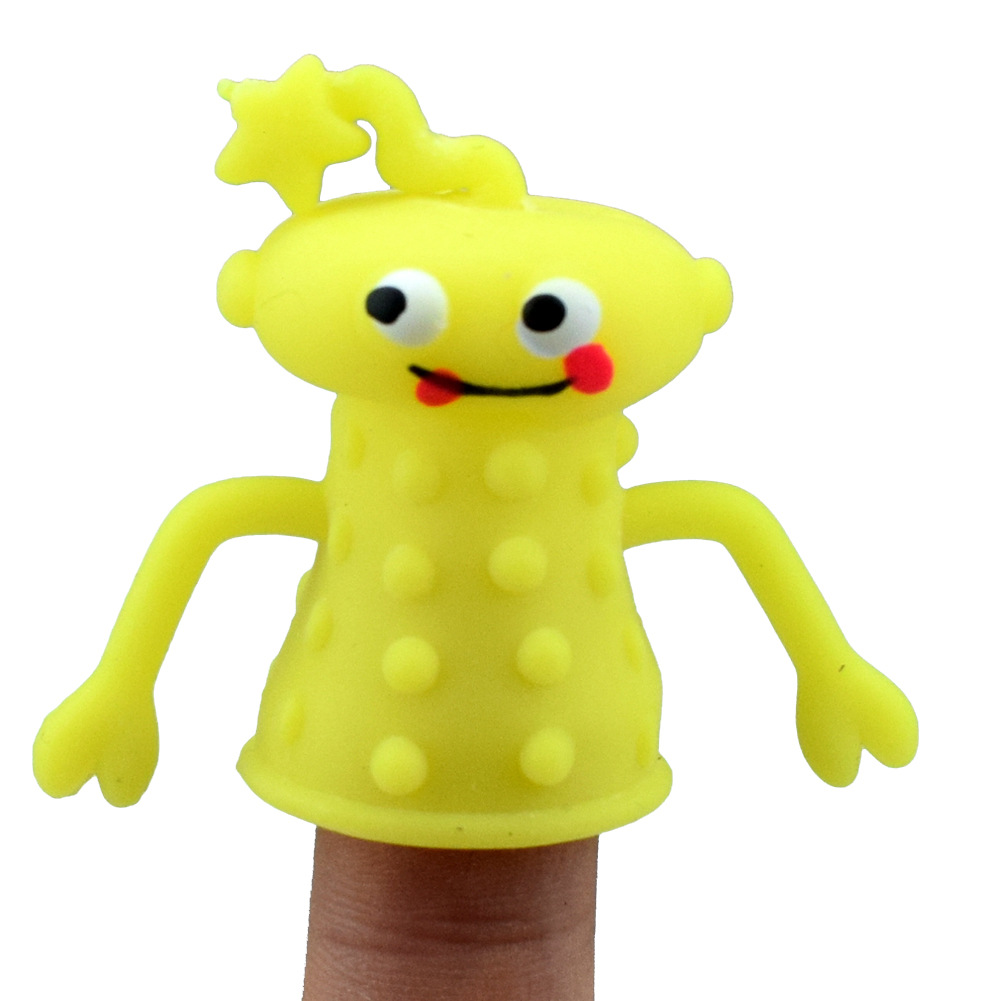 新奇tpr塑胶可爱表情人偶指偶指套笔套玩具讲故事道具速卖通货源