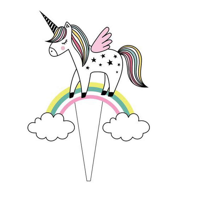 花朵彩虹独角兽儿童生日派对纸杯盘子餐巾纸桌布餐具套装派对