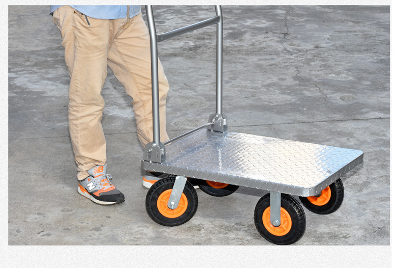 批发重型手推车拉货搬运车仓库物流周转车钢板可折叠静音平板拖车