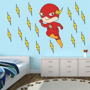 超级英雄闪电侠自粘壁纸艺术幼儿园儿童房墙壁装饰贴纸 cs5572