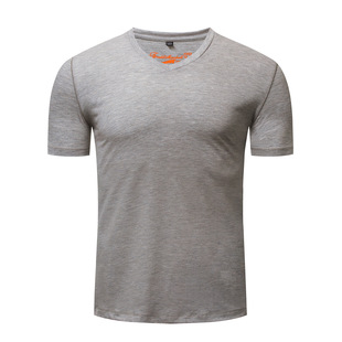 春夏新款欧美男装短袖t恤衫纯棉净色v领tshirt亚马逊005-2