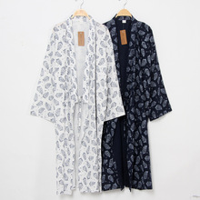日式和服睡袍男士睡衣棉麻春秋和风大码宽松系带长款薄款浴衣袍子