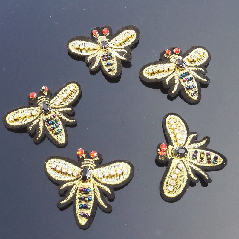 刺绣蜜蜂欧美创意手工制作动物胸针配件服装装饰品钉珠布贴