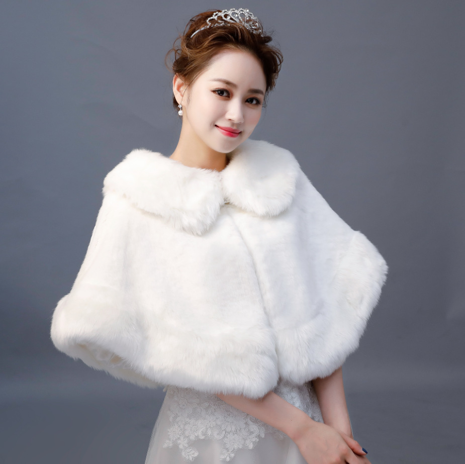 新娘毛披肩2018新款冬季加大加厚外套结婚礼婚纱礼服保暖披风斗篷