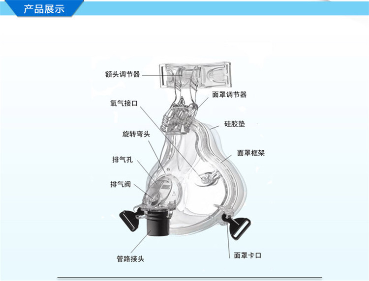 飞利浦伟康呼吸机配件comfortfull 2口鼻罩全脸面罩白硅胶口鼻罩