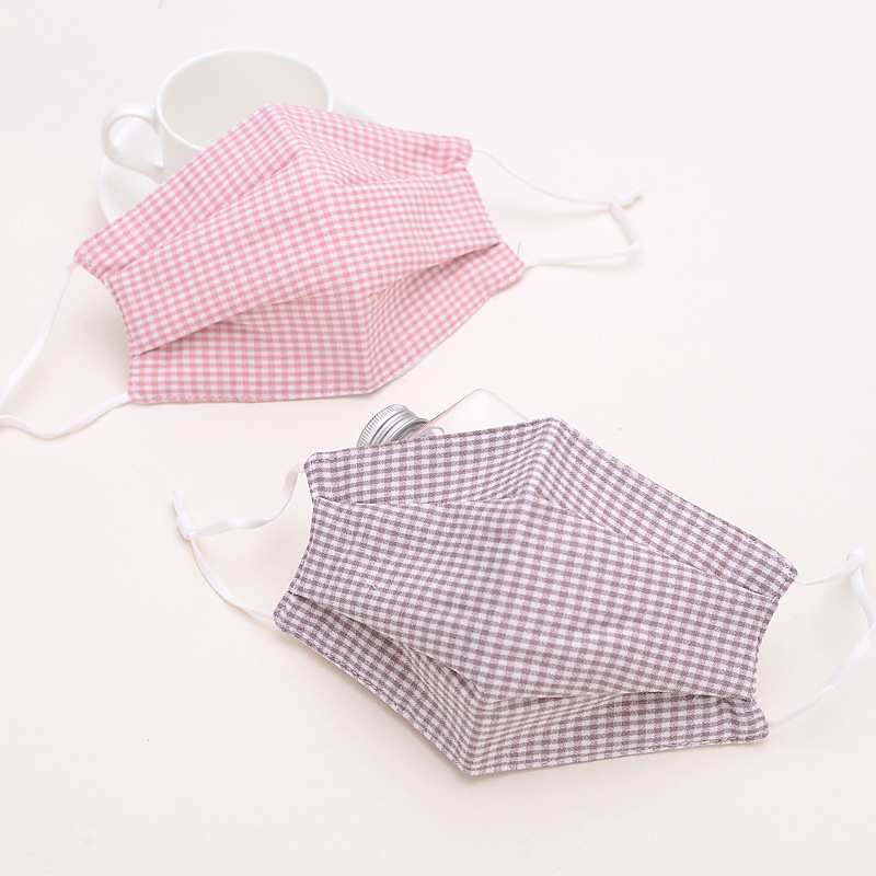 男女细格纹封边立体口罩防寒保暖多层防护时尚格纹设计