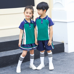 小学生夏季校服套装儿童班服幼儿园园服纯棉老师短袖夏款英伦风潮