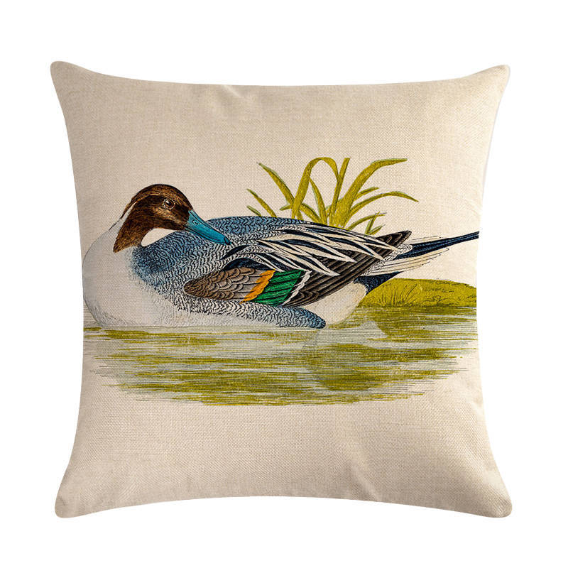 跨境专鹧鸪鸟飞鸟系列亚麻抱枕套靠垫套速卖通亚马逊eabyg658