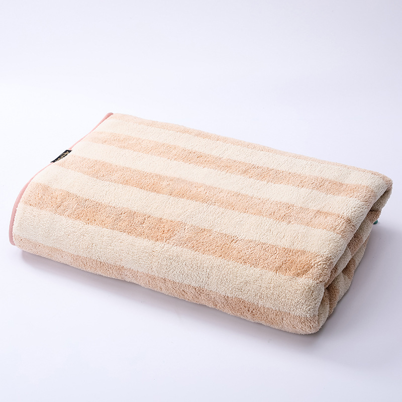 阳离子条纹浴巾成人儿童婴幼儿大毛巾柔软吸水不掉毛沙滩游泳浴巾