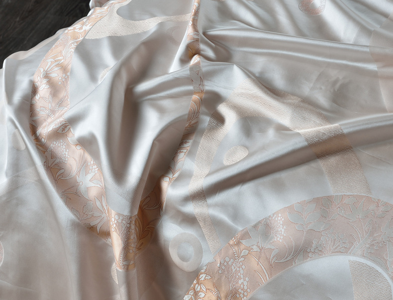 欧式真丝贡缎提花四件套100桑蚕丝奢华婚庆床上用品高端商务礼品