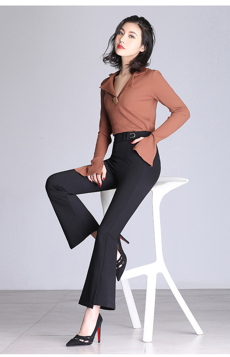 时尚潮流微喇裤女 2018秋季新款高腰显瘦女裤舒适百搭休闲裤子