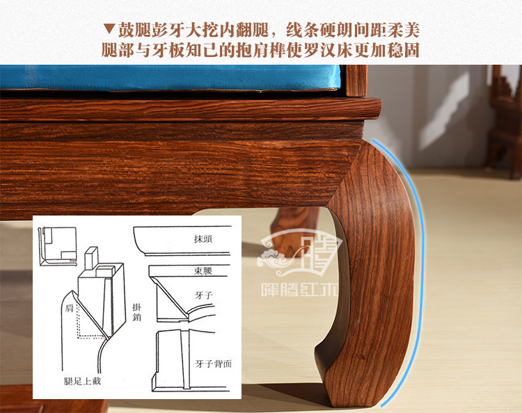 罗汉床结构分解图图片