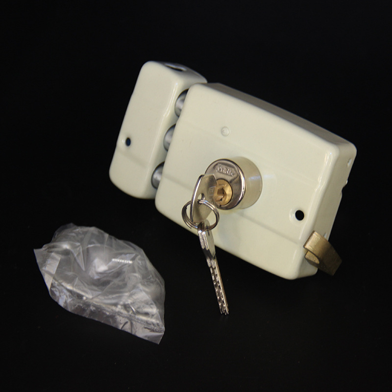 批发门锁三舌保险门锁117-a型老式木门铁门黄色方形门锁保险门锁