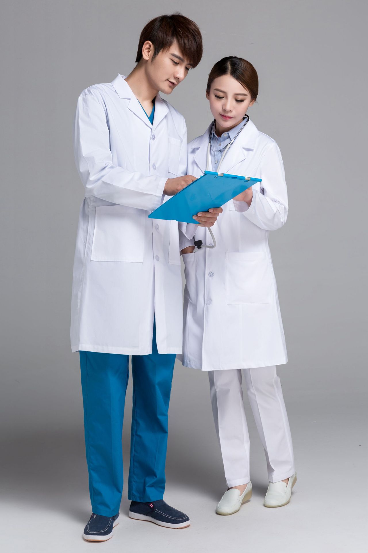 定做劳保医院医生护士服韩版白大褂药店技师美容足疗工作服长袖春