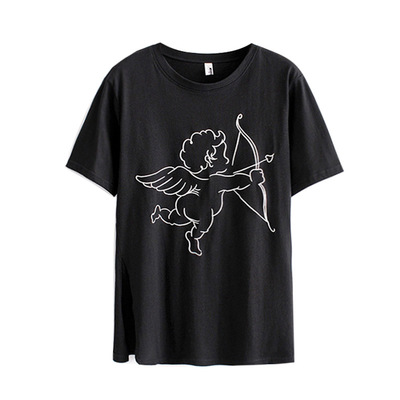 外贸女装 两色丘比特t恤女2018夏季新款