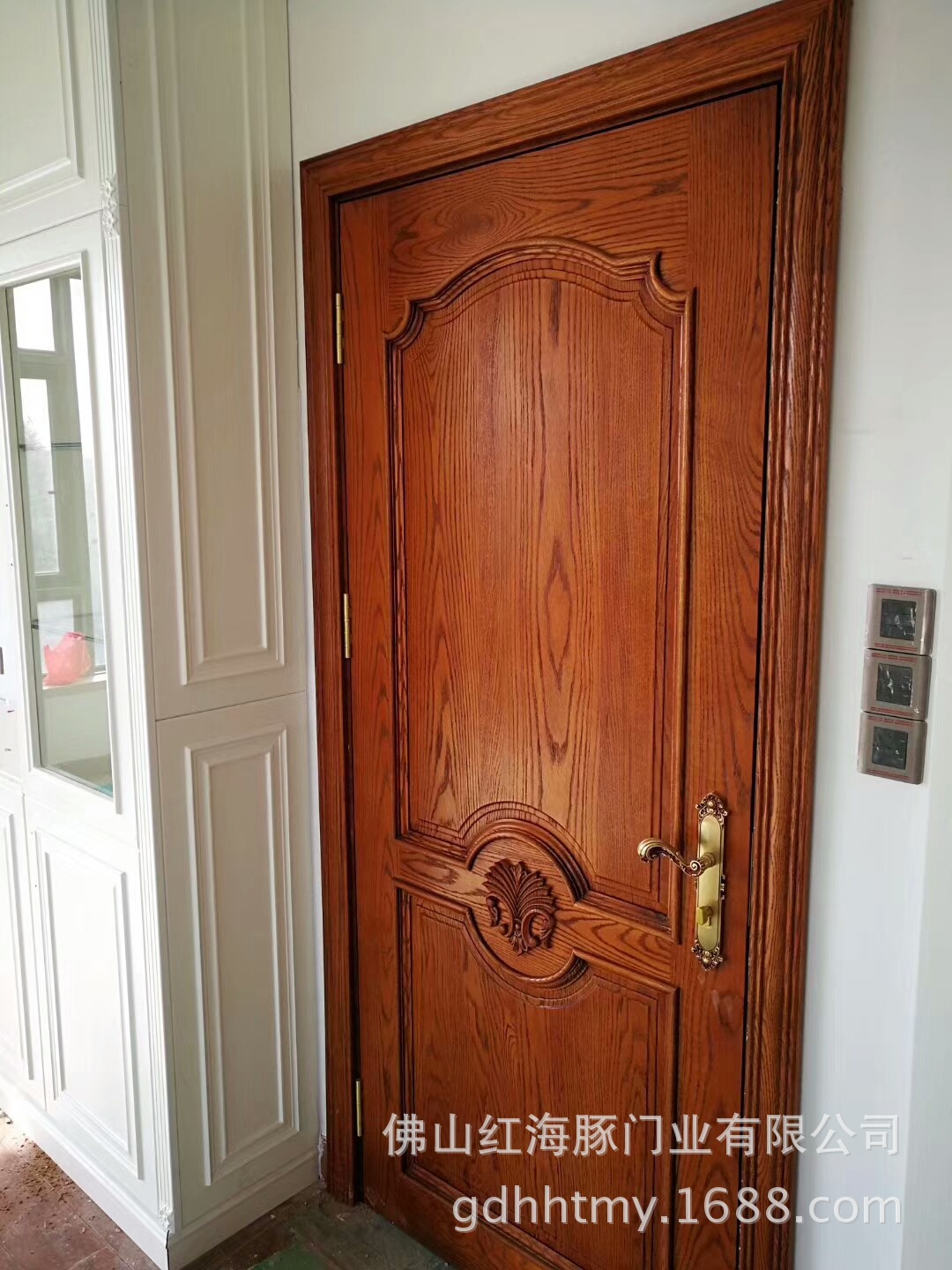 佛山红海豚美国红橡原木门红橡开放漆子母门双开门