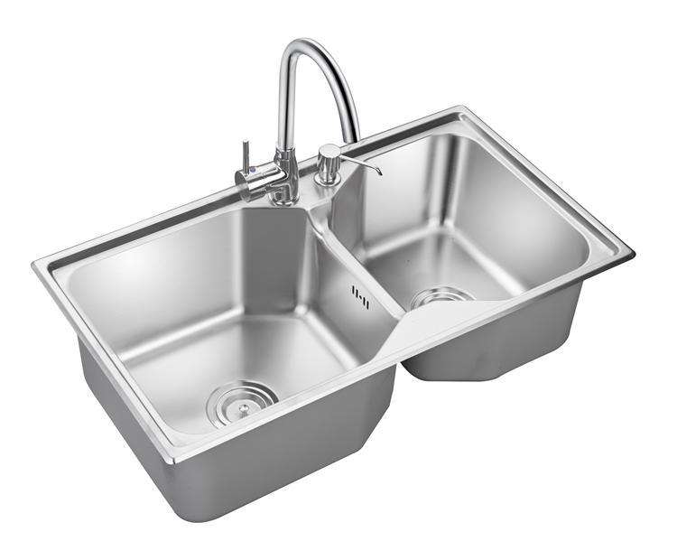 洗菜盆双槽304不锈钢洗碗槽厨房双槽进口304清洗盆 一体成型拉伸