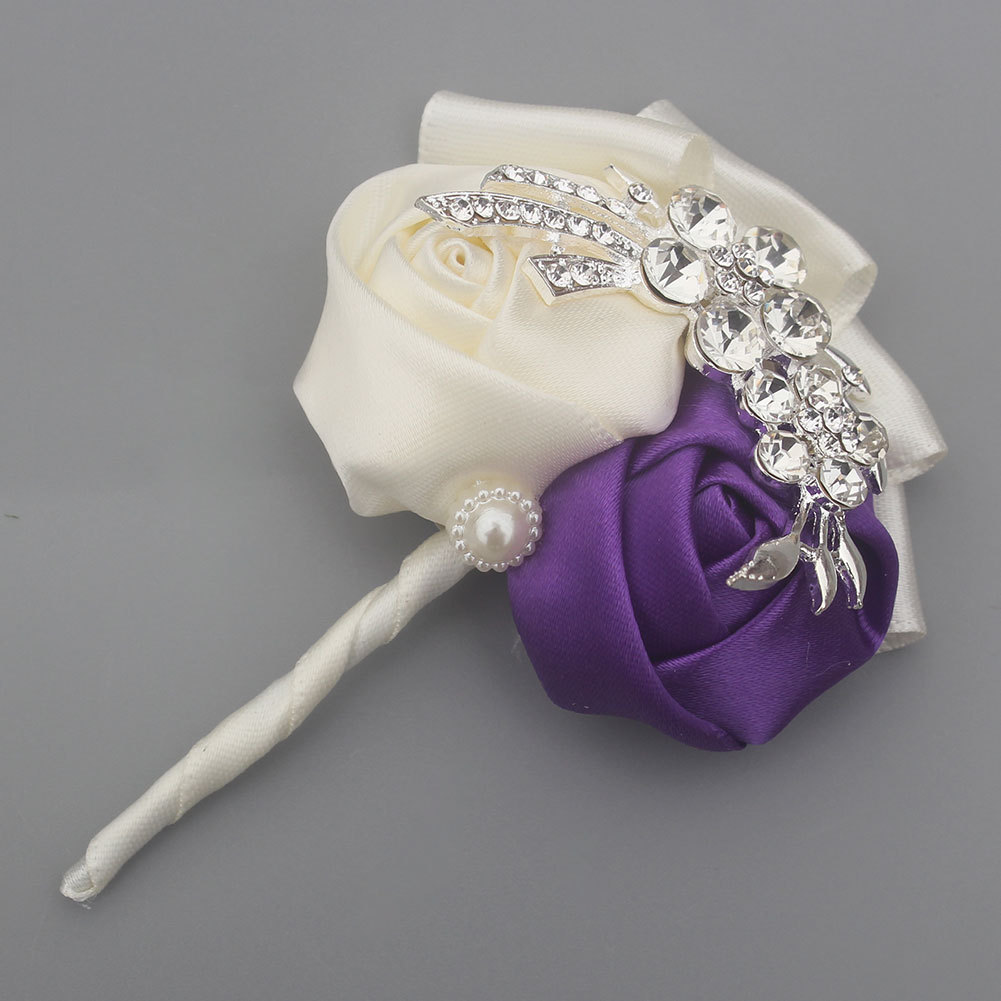 2018新品钻结婚胸花婚礼新郎新娘胸花 缎带胸花一件代发xh0688