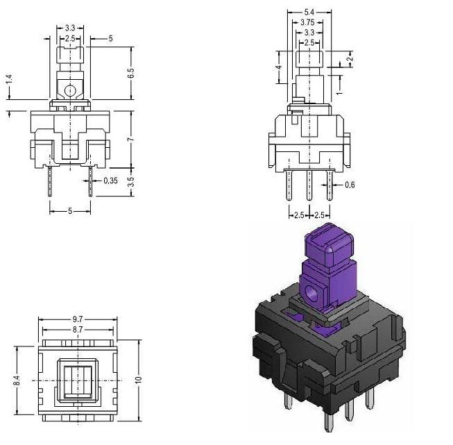 0mm/自锁开关10*10mm/立式自锁按键开关立式