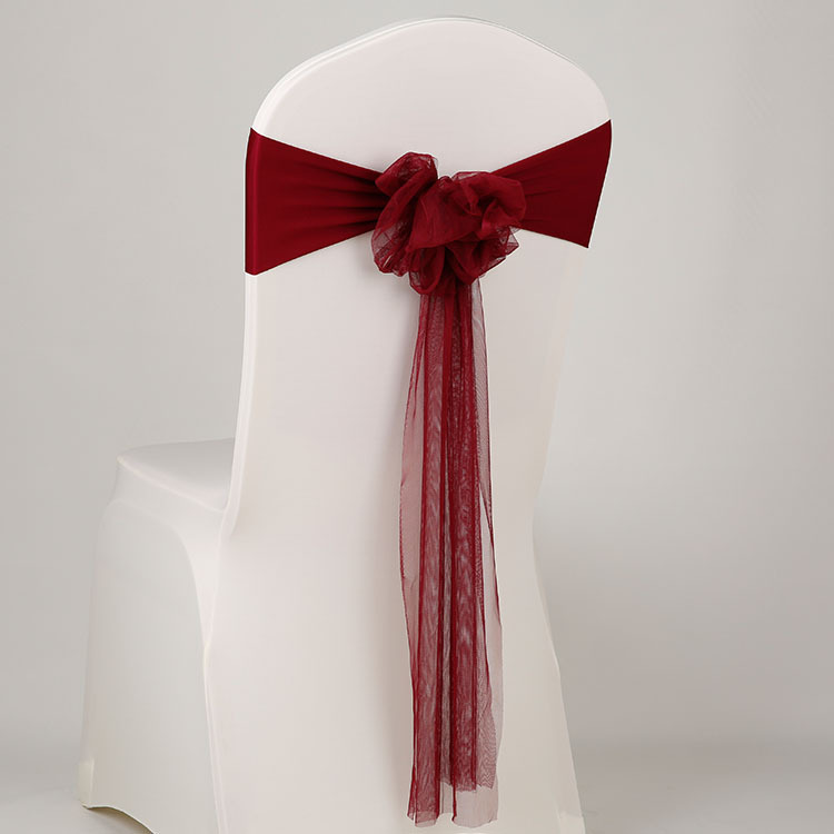 婚庆免系玻璃纱椅背花婚礼椅背纱装饰飘带生日宴会椅背蝴蝶结丝带