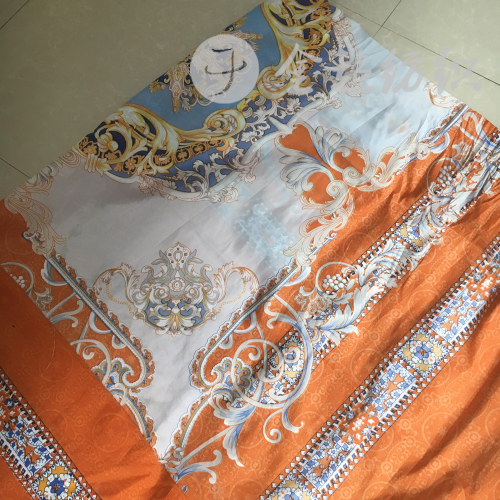 厂家直销 精美花纹平网印花 非洲 中东 印度风格印花桃皮绒