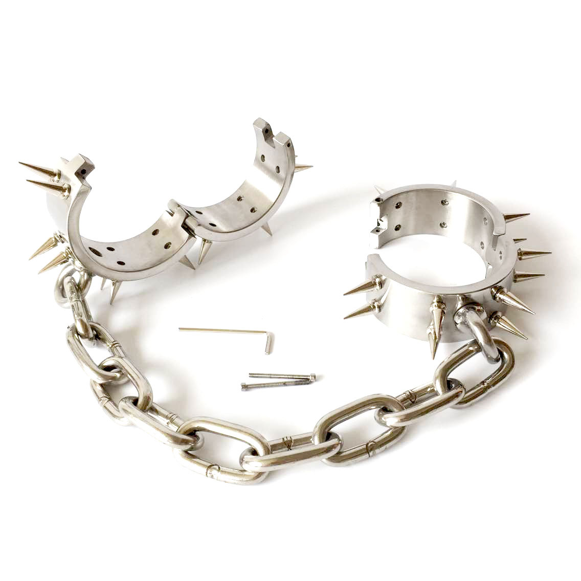 黑帝厂家直销正品 男用不锈钢带刺钉脚铐脚镣 成人情趣用品批发