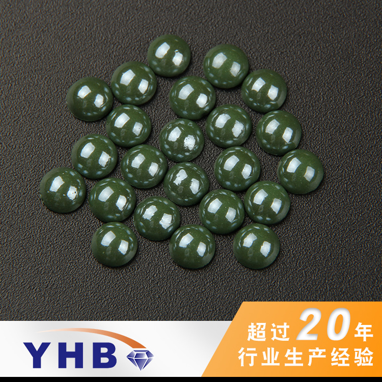 Factory Wholesale Pearl Rhinestone Smooth Emerald Pearl Hot Drilling Semicircle 9mm Ornament Accessories Ceramic Pearl Rhinestone