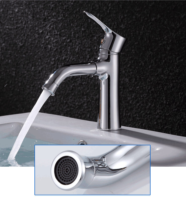 铜龙头360度旋转单孔面盆水龙头冷热台上盆龙头吹水嘴随意摆动