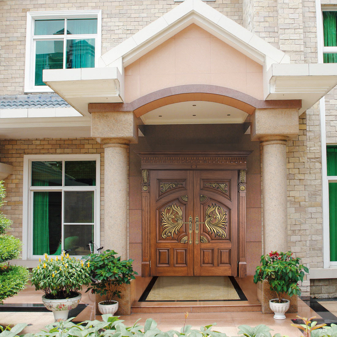佛山木门工厂热销高档沙比利原木实木门豪华欧式雕花别墅门入户门