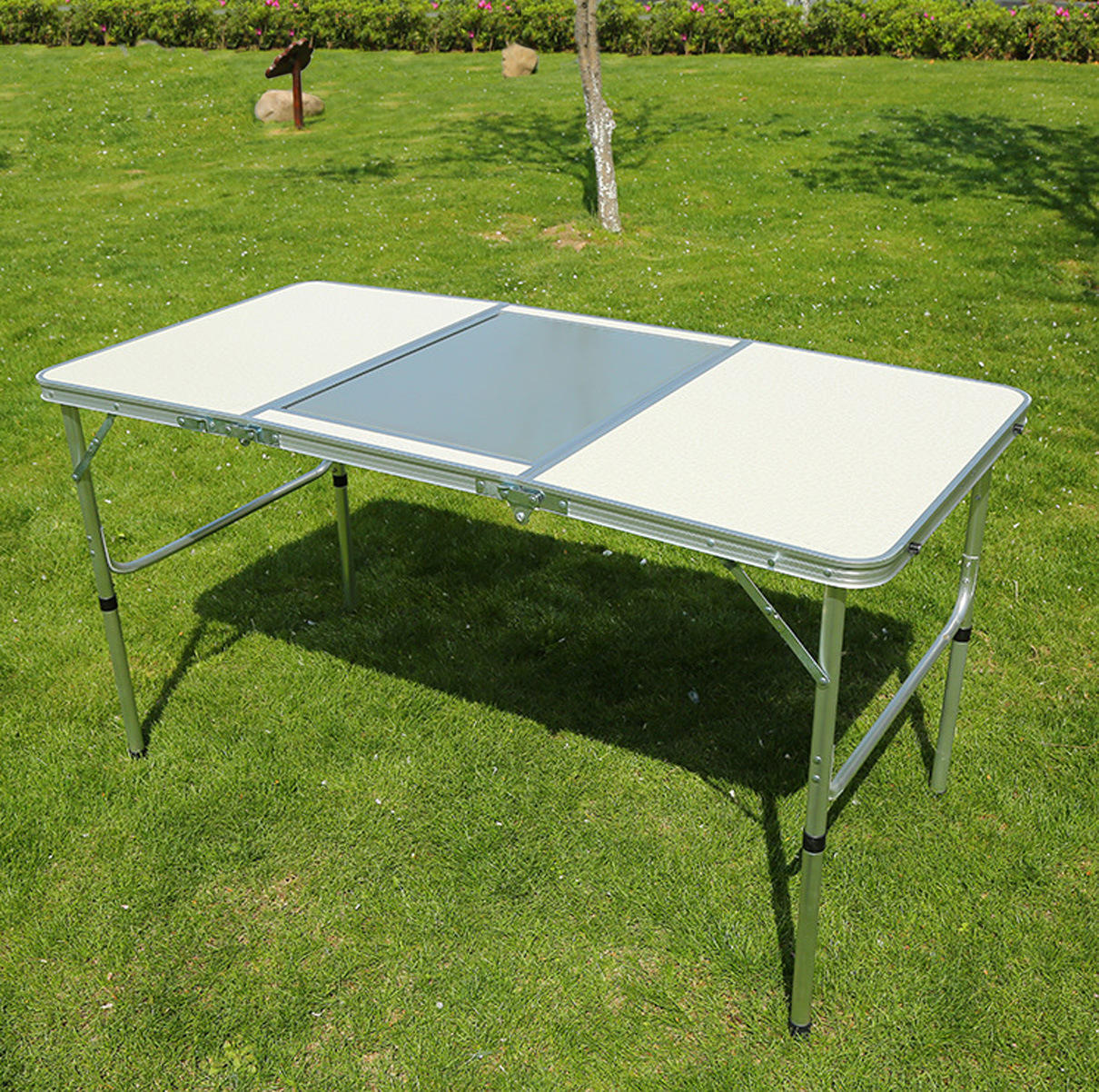 多用折叠桌 户外便携式野营烧烤桌 高质量稳固促销宣传带灯杆桌椅