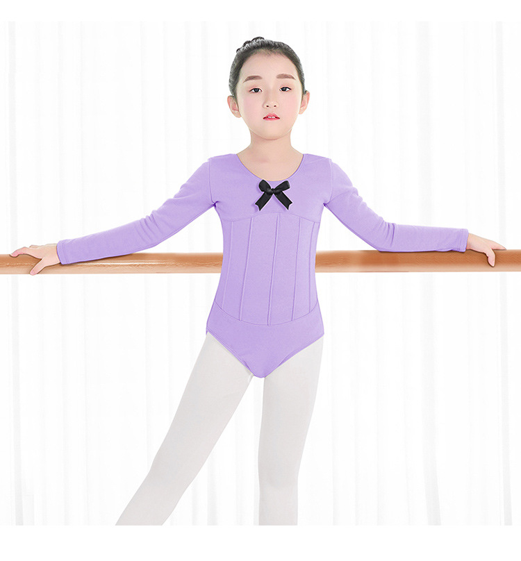 舞蹈服儿童女加绒加厚练功长袖女孩形体连体服秋冬女童中国舞服装