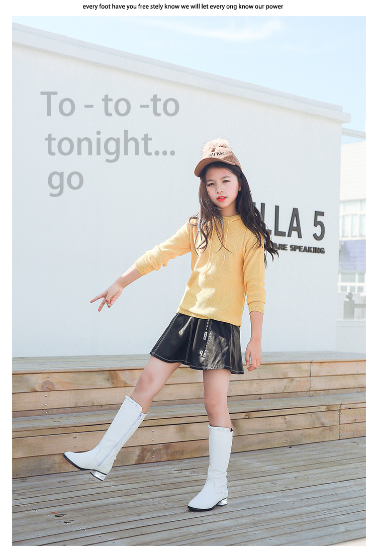 小女孩公主单靴女童长靴过膝儿童马丁靴韩版潮防滑耐磨中大童学生