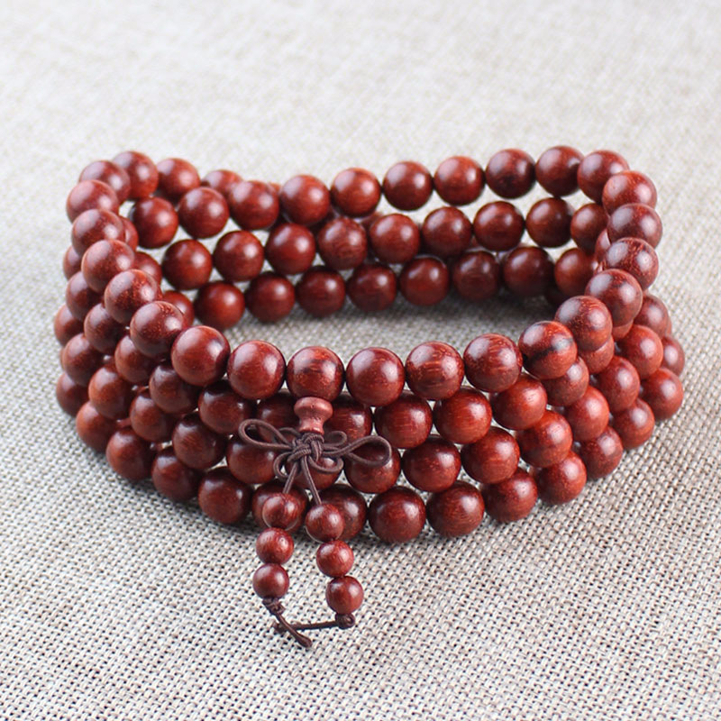 赞比亚血檀非洲小叶紫檀高密老料棕眼细腻10mm108颗佛珠文玩手串