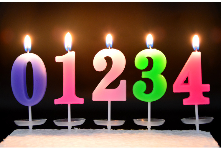 创意数字带底托蜡烛 彩色水晶生日蜡烛 蛋糕烘焙店0-9蜡烛