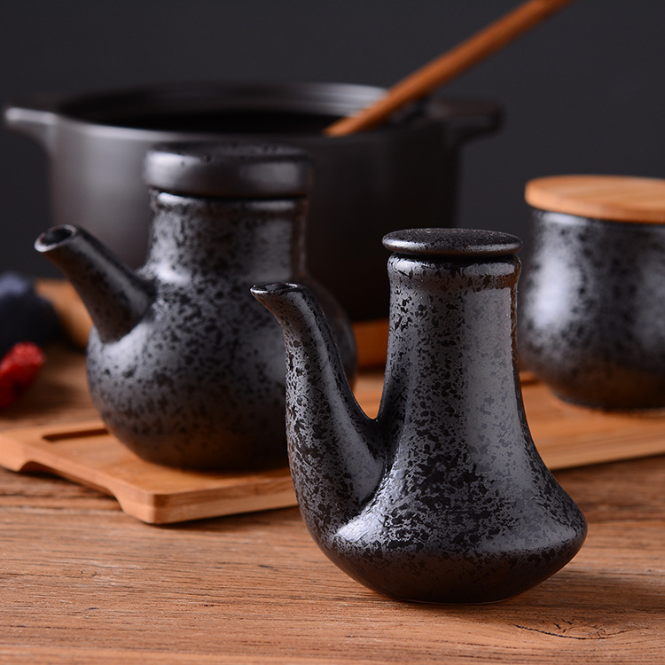 日式酱油壶寿司餐厅火锅料理陶瓷调味壶瓶酱醋壶辣椒罐牙签筒套装