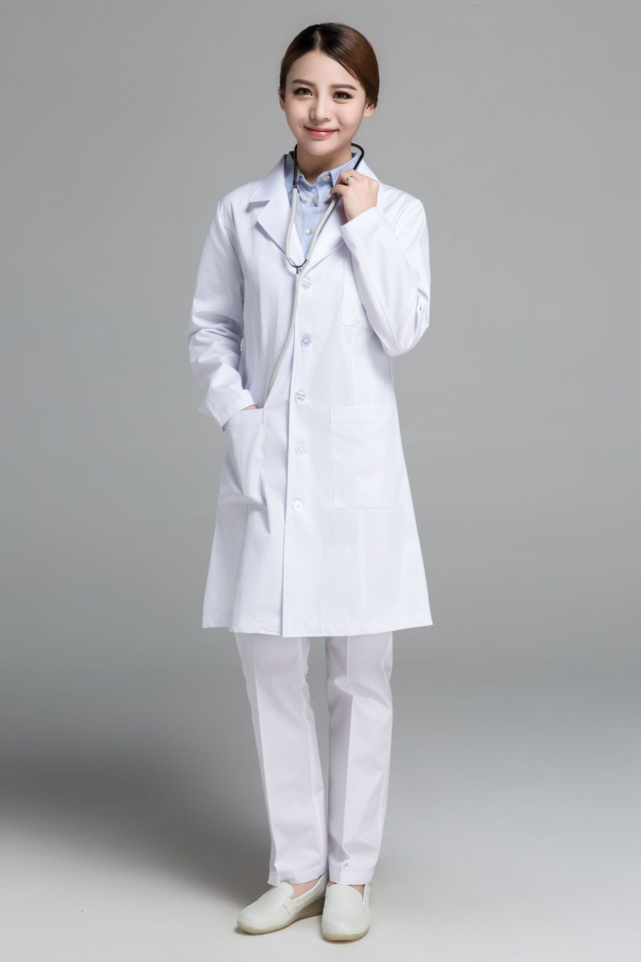 定做劳保医院医生护士服韩版白大褂药店技师美容足疗工作服长袖春