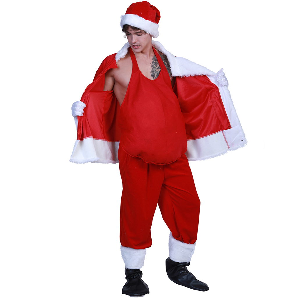 Factory in Stock Christmas Stage Makeup Performance Accessories Clothing Men and Women Santa Claus Fake Belly Dress up Props