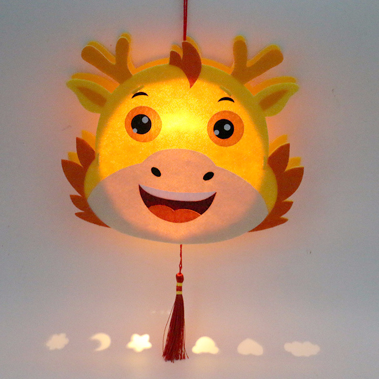 儿童手工diy制作不织布生肖灯笼材料包幼儿园手提发光元宵节灯笼