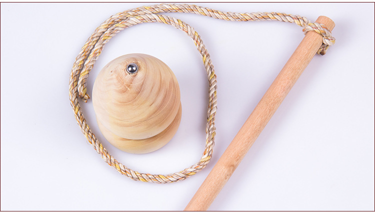 批发银杏木制葫芦形6cm陀螺,送鞭子儿童怀旧传统玩具