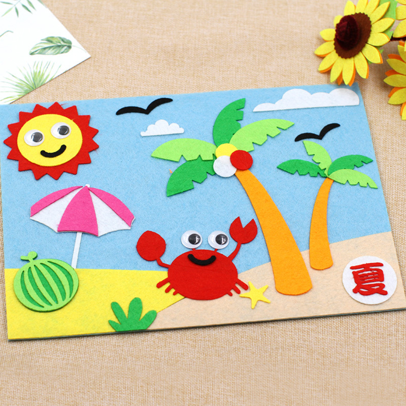 春夏秋冬不织布立体贴画 diy无纺布手工制作材料包 儿童益智玩具