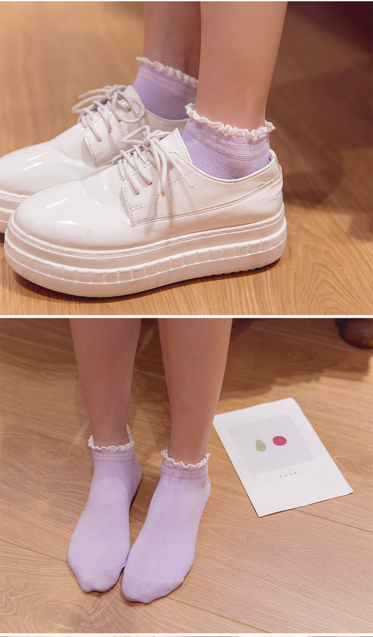 花边女船袜学院风甜美少女春夏季短袜小白鞋搭配袜子可爱纯棉袜子