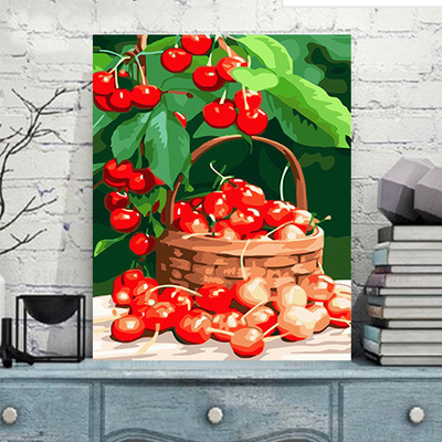 diy数字油画家居装饰画速卖通亚马逊外贸单【jy043樱桃】