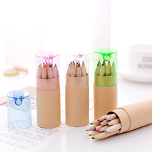 厂家批发12色筒装彩色铅笔学习文具用品绘画笔小学生礼品logo定制
