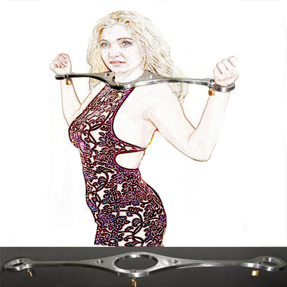 黑帝厂家直销成人情趣用品重型不锈钢一字型枷aa手颈铐一件代发